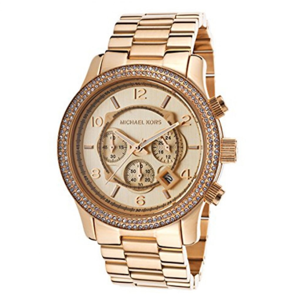 Michael Kors Rose Golden Stainless Steel Band, Case With Embedded