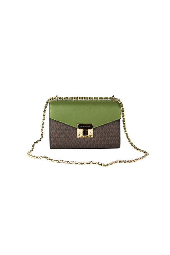 Rose Medium Evergreen Signature Leather Flap Shoulder Chain Handbag