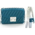 thumbnail image 1 of Michael Kors Rose Quilted Small Shoulder Flap Crossbody Bag Lagoon Velvet, 1 of 7
