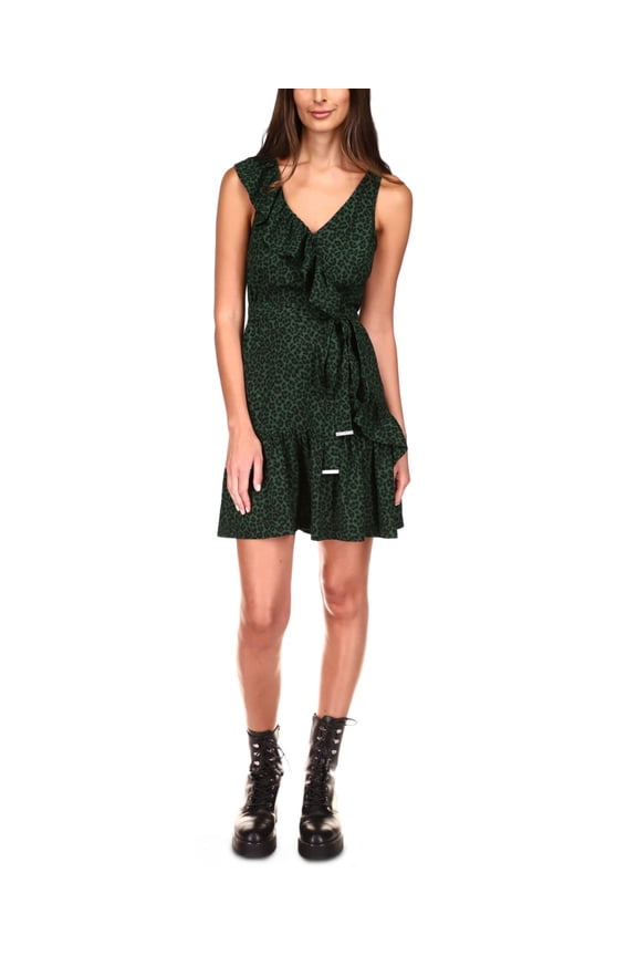 Ruffled Faux-wrap Dress Moss, 4