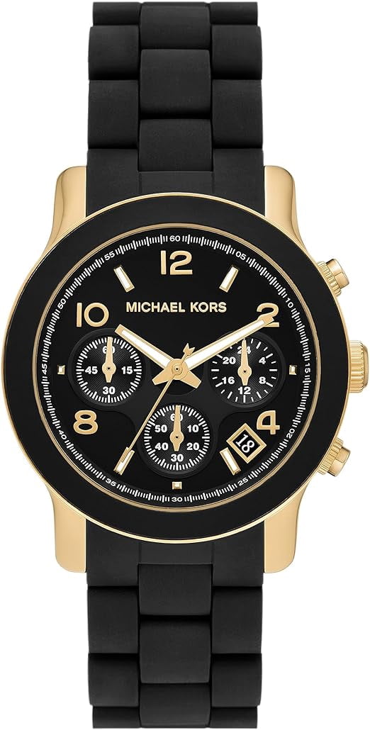 Michael Kors Runway Chronograph Black Silicone Ladies Watch