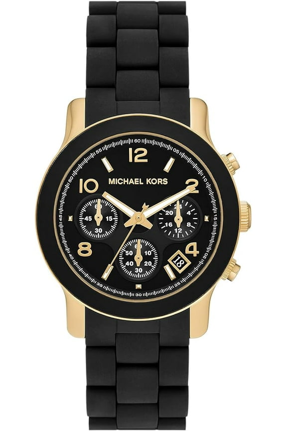 Runway Chronograph Black Silicone Ladies Watch