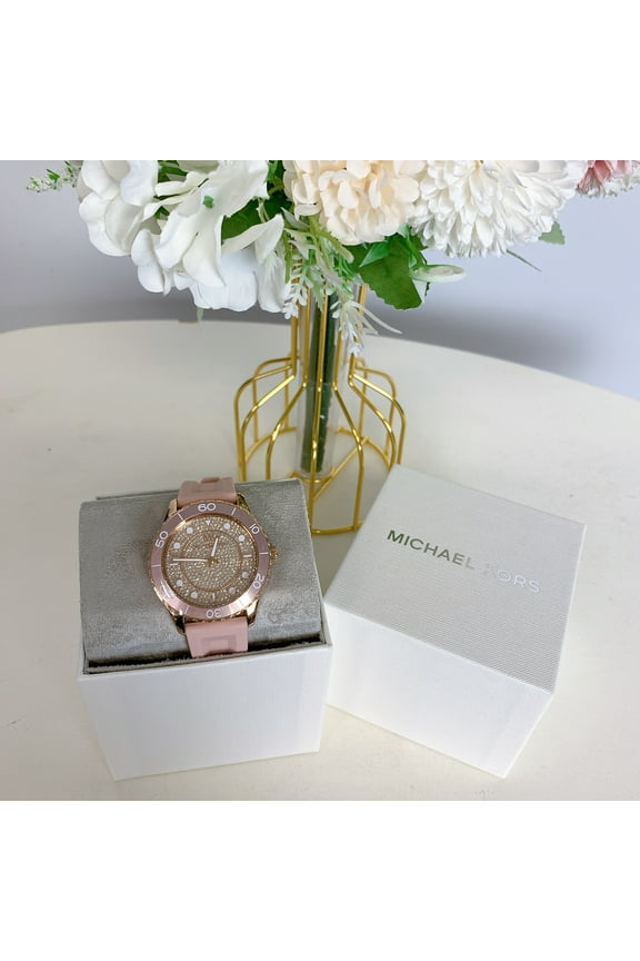 Runway Quartz Rose Crystal Dial Ladies Watch MK6854