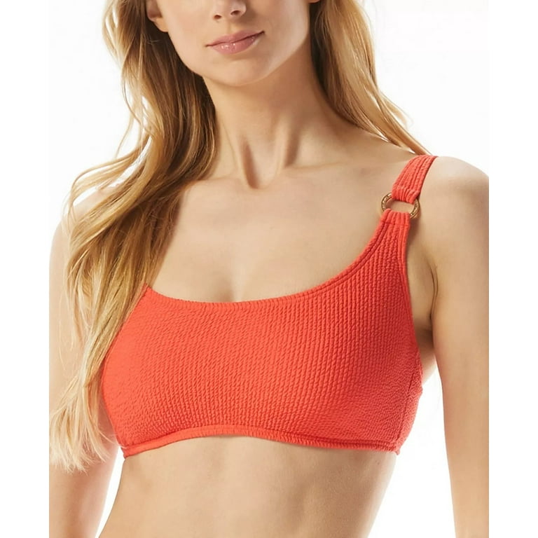 Michael Kors SANGRIA Textured Logo Ring Bralette Bikini Swim Top, US Large