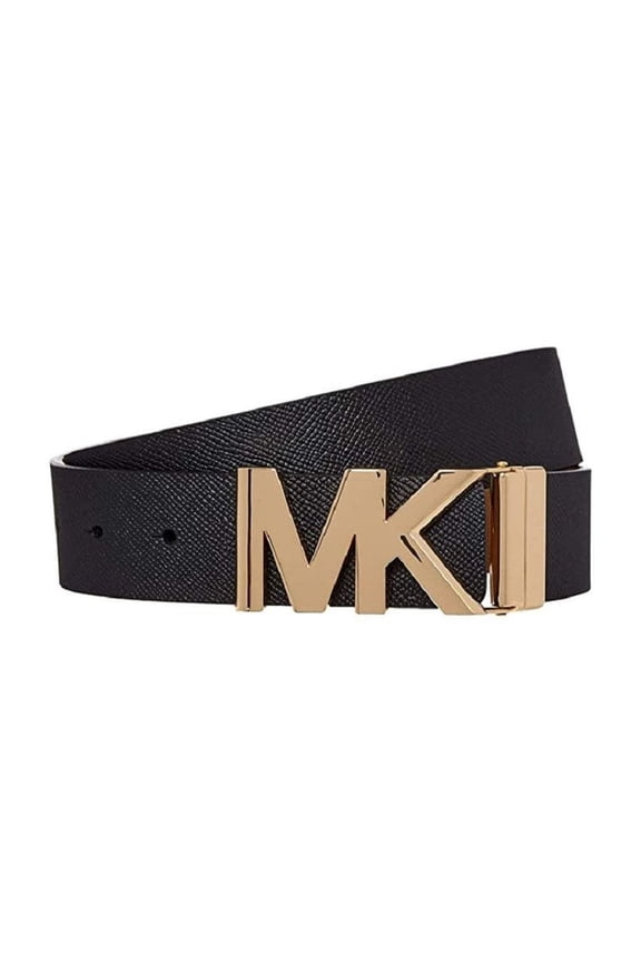 Saffiano Leather Reversible MK Logo Plaque Buckle Belt, Large