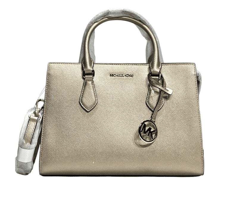 Michael Kors Sheila Medium Center Zip Crossbody Satchel Handbag Purse-Pale Gold