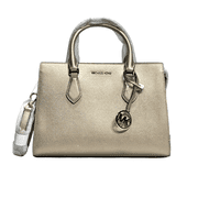 Michael Kors Sheila Medium Center Zip Crossbody Satchel Handbag Purse-Pale Gold