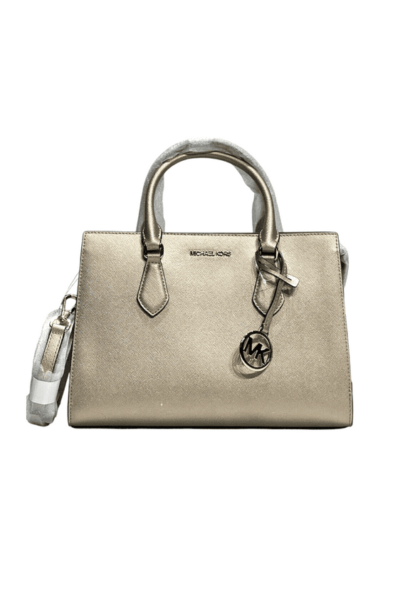 Sheila Medium Center Zip Crossbody Satchel Handbag Purse-Pale Gold