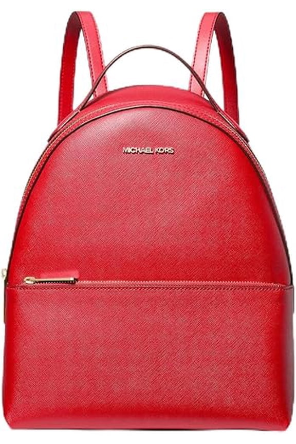 Sheila Medium Faux Saffiano Leather Backpack, Bright Red