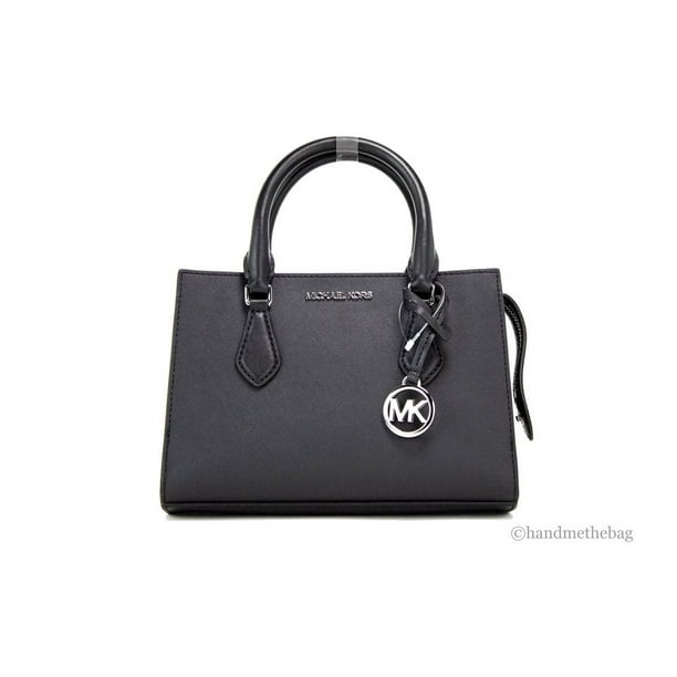 Michael Kors Sheila Small Black Vegan Leather Crossbody Center Zip