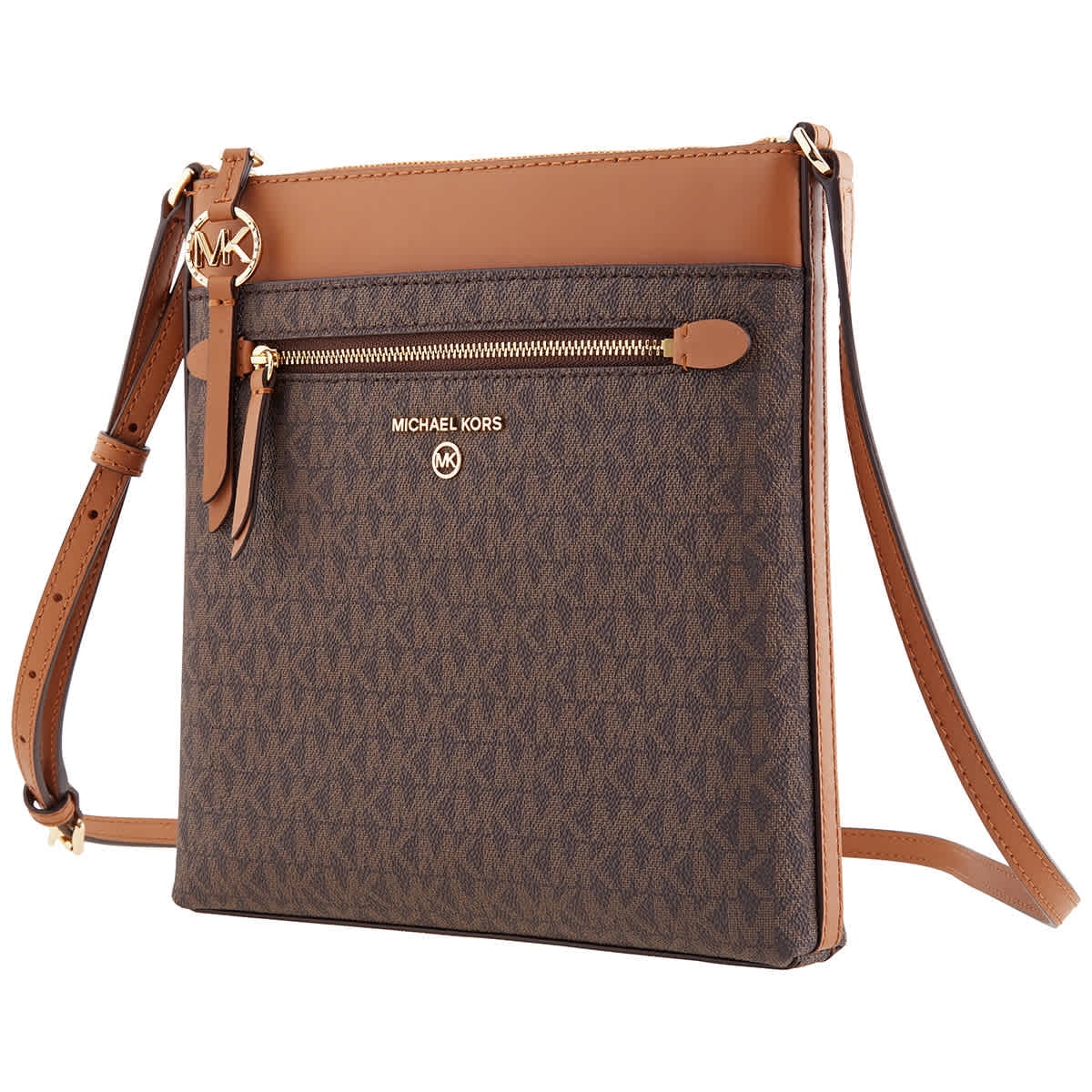 Michael Kors Signature Jet Set North South Crossbody Bag in Brown