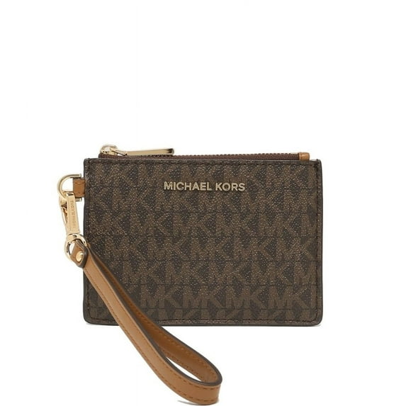 Michael Kors Signature Logo-Print Canvas Small Logo Coin Purse - Brown