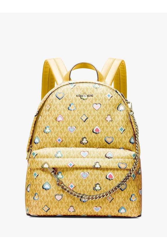 Slater Medium Printed Signature Logo Backpack - Honey
