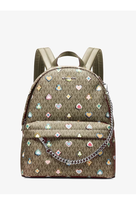 Slater Medium Printed Signature Logo Backpack - Olive