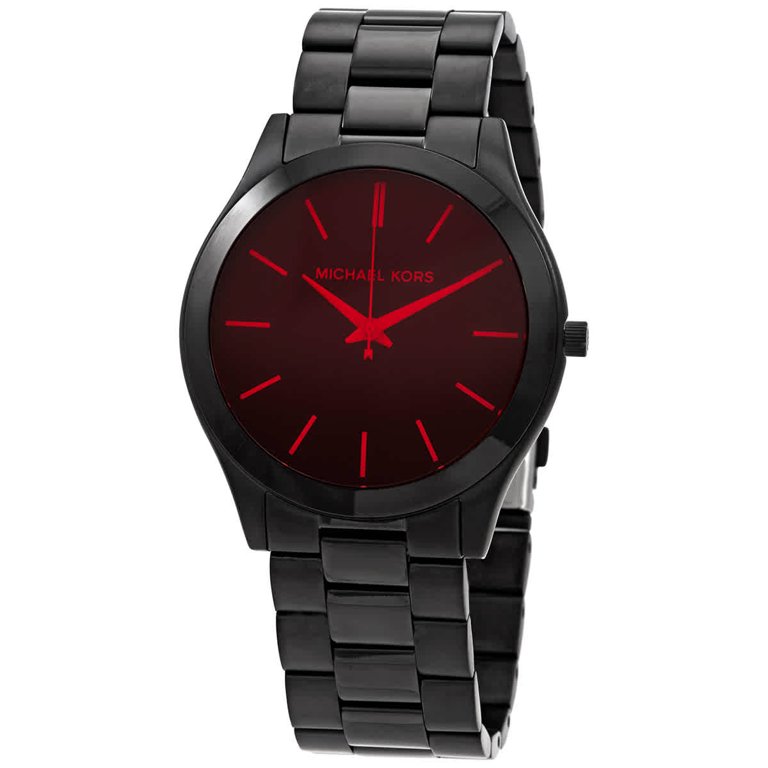 Michael Kors Slim Runway Black Stainless Steel Watch, Quartz