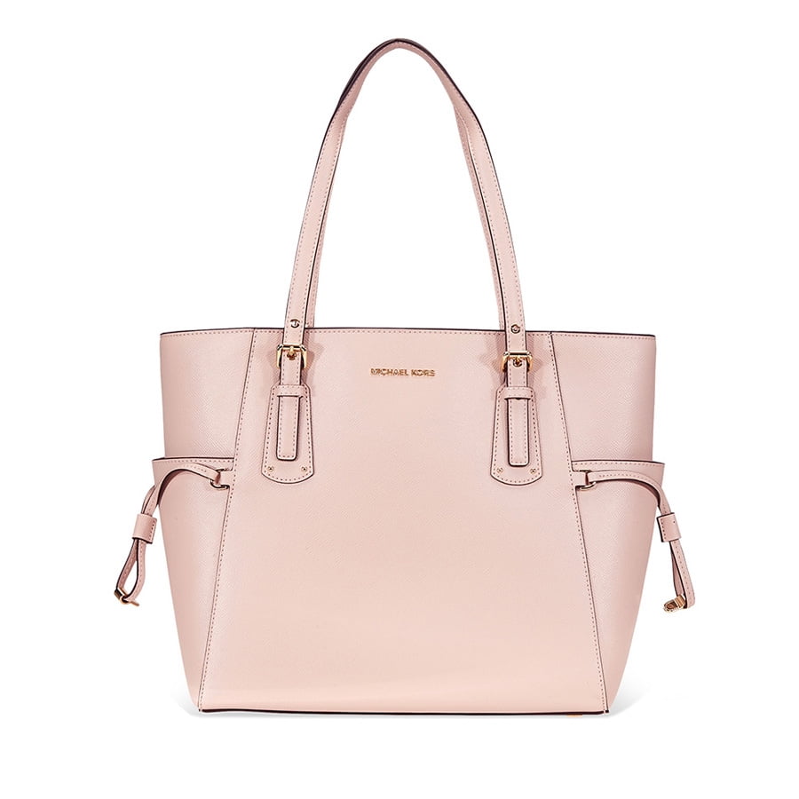 Michael Kors Voyager Medium Crossgrain Leather Tote Bag in Natural