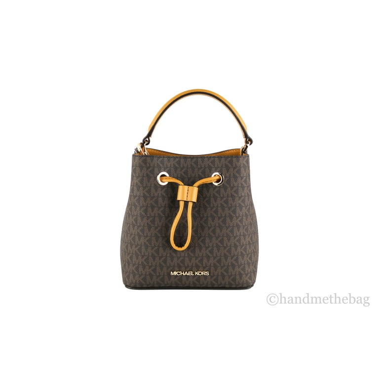 Michael Kors Suri Small Brown Marigold Leather Bucket Crossbody Drawstring Bag Walmart