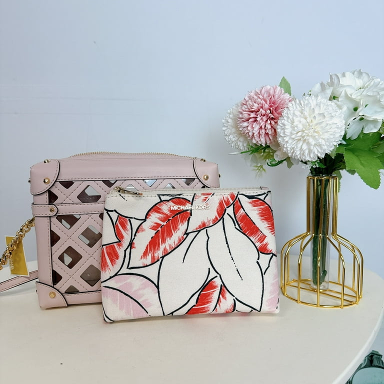 Michael Kors Theodora Small Zip Trunk Mk Leather Crossbody Bag Powder Blush