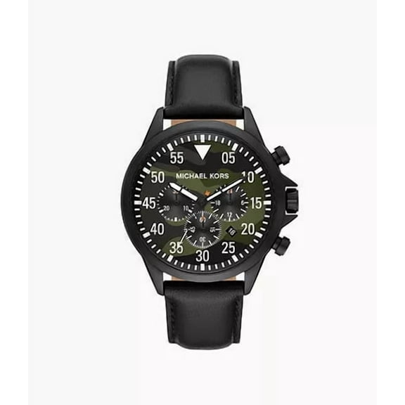 Michael Kors Thompkins Men's Chronograph Black Leather Watch MK8864