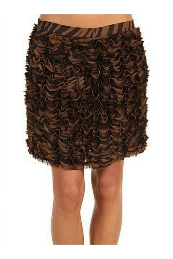 Tiered Ruffled Snake Print Georgette Skirt, Chocolate Brown, 12