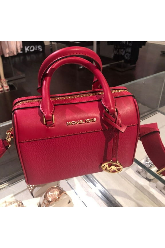 Michael Kors Travel XS Carmine Pink Leather Duffle Crossbody Bag