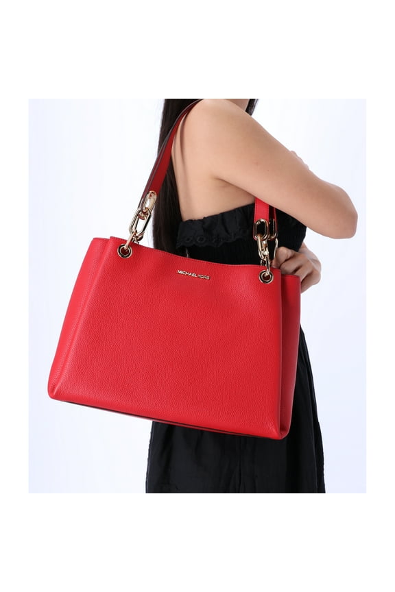 Trisha Large Triple Gusset Compartment Shoulder Tote Bright Red