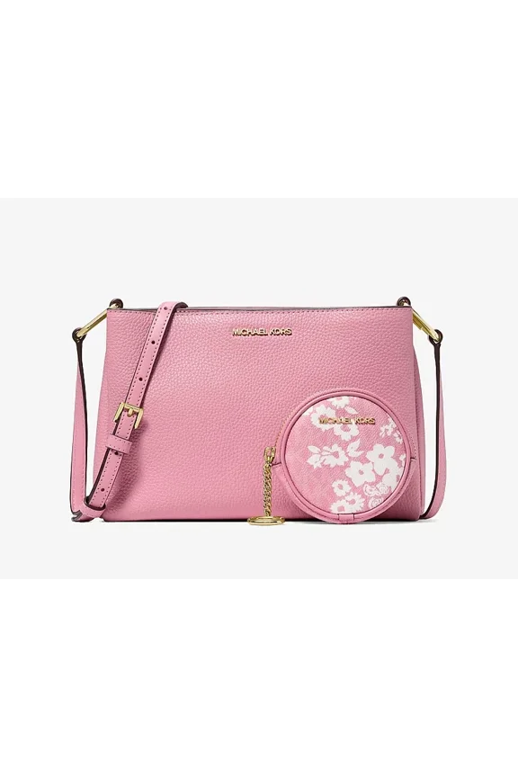 Trisha Pebbled Leather Crossbody Bag With Pouch Gift Set Box Pink