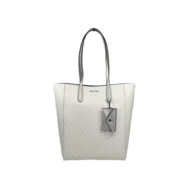 Michael Kors Vincent Women Large Leather Handbag Shoulder Tote with Card Case (Silver)
