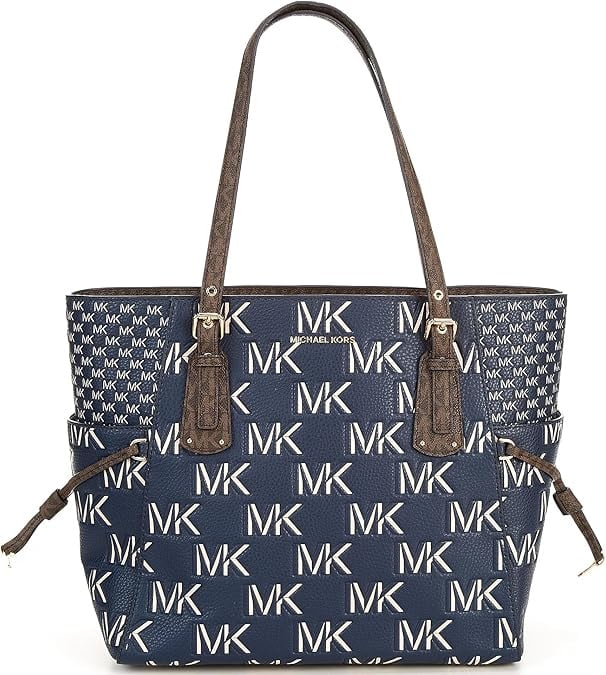 MICHAEL KORS Voyager East West Signature Tote, Brown/Navy