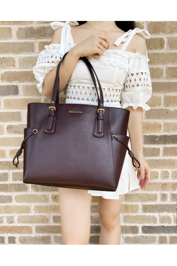 Womens Voyager East West Saffiano Leather Tote Handbag,Barolo