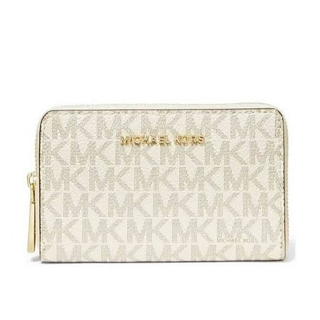 Michael Kors White Jet Set Small Signature Zip Around Card Case