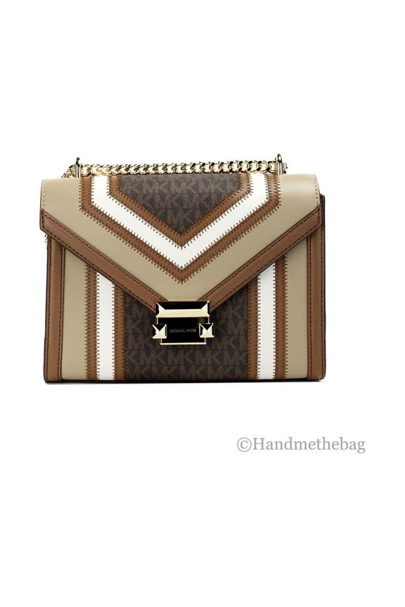 Whitney Medium Brown PVC Flap Chain Shoulder Bag