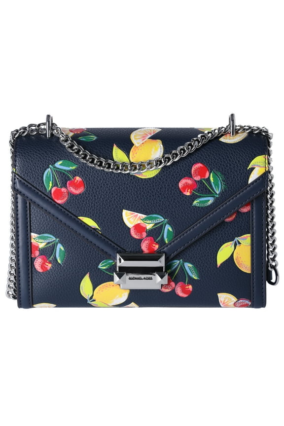 Whitney Medium Flap Shoulder Bag Fruit Print Navy Multi