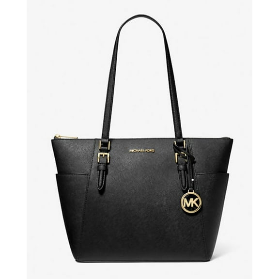Michael Kors Women Lady Large Leather Shoulder Tote Handbag Purse Bag Black Gold