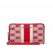 Michael Kors Women Large Zip Around Multifunction MK Phone Wristlet Wallet Red