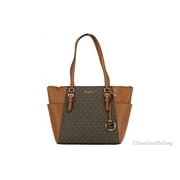 Michael Kors Womens 100% Leather Logo Handbag, Brown