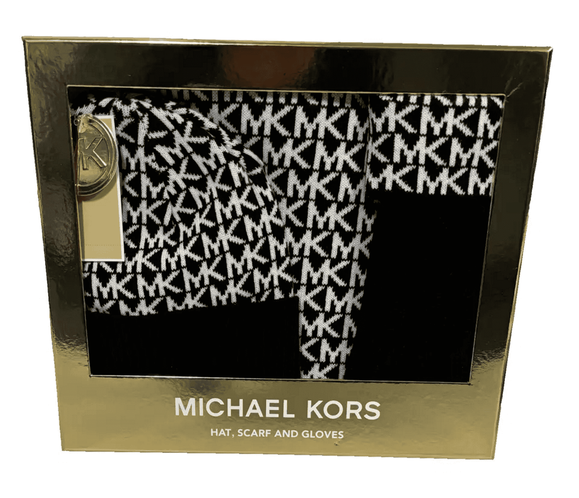 Women Michael Kors Monogram Black and White Hat Scarf and gloves Michael Kors Women main image 4