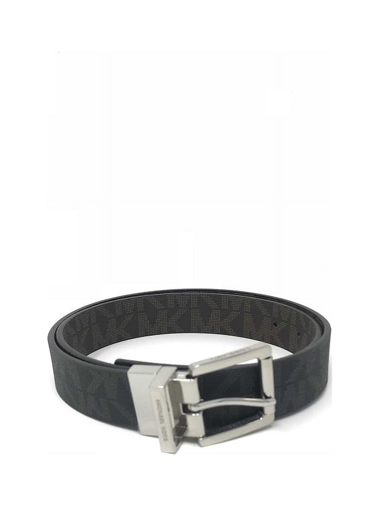 Michael Kors Reversible Monogram Black Leather Belt with Silver Buckle Michael Kors MK Logo Reversible Black Leather Belt | Neiman  main image 2