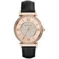 thumbnail image 1 of Michael Kors Women's 39mm Black Leather Band Steel Case Quartz Rose Dial Analog Watch MK2376, 1 of 3