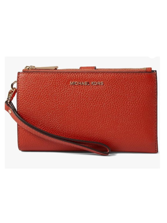Women's Adele Leather Smartphone Wallet Wristlet Deep Orange 32T7GAFW4L-855