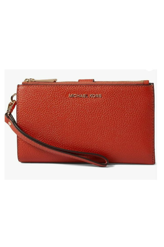 Women's Adele Leather Smartphone Wallet Wristlet Deep Orange 32T7GAFW4L-855