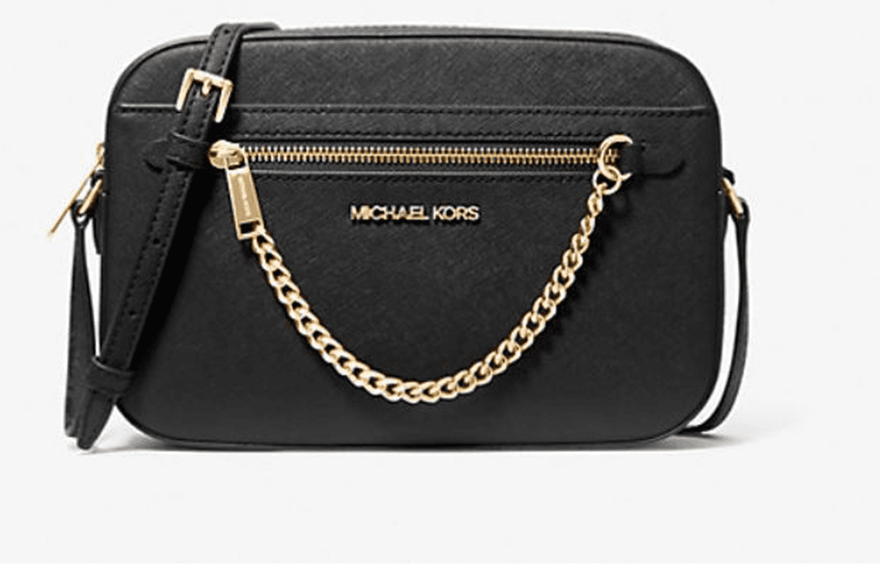 Michael Kors Women's Black Saffiano Leather Chain Crossbody Bag