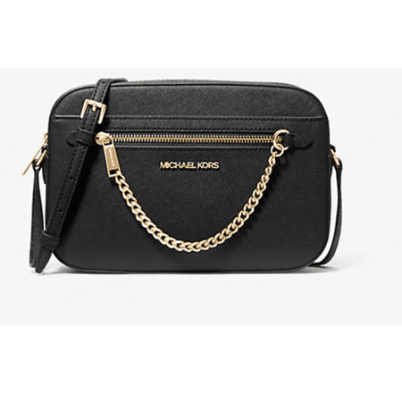 Michael Kors Women's Adult Two inside pockets leather East West Chain Crossbody Bag, Black/Large