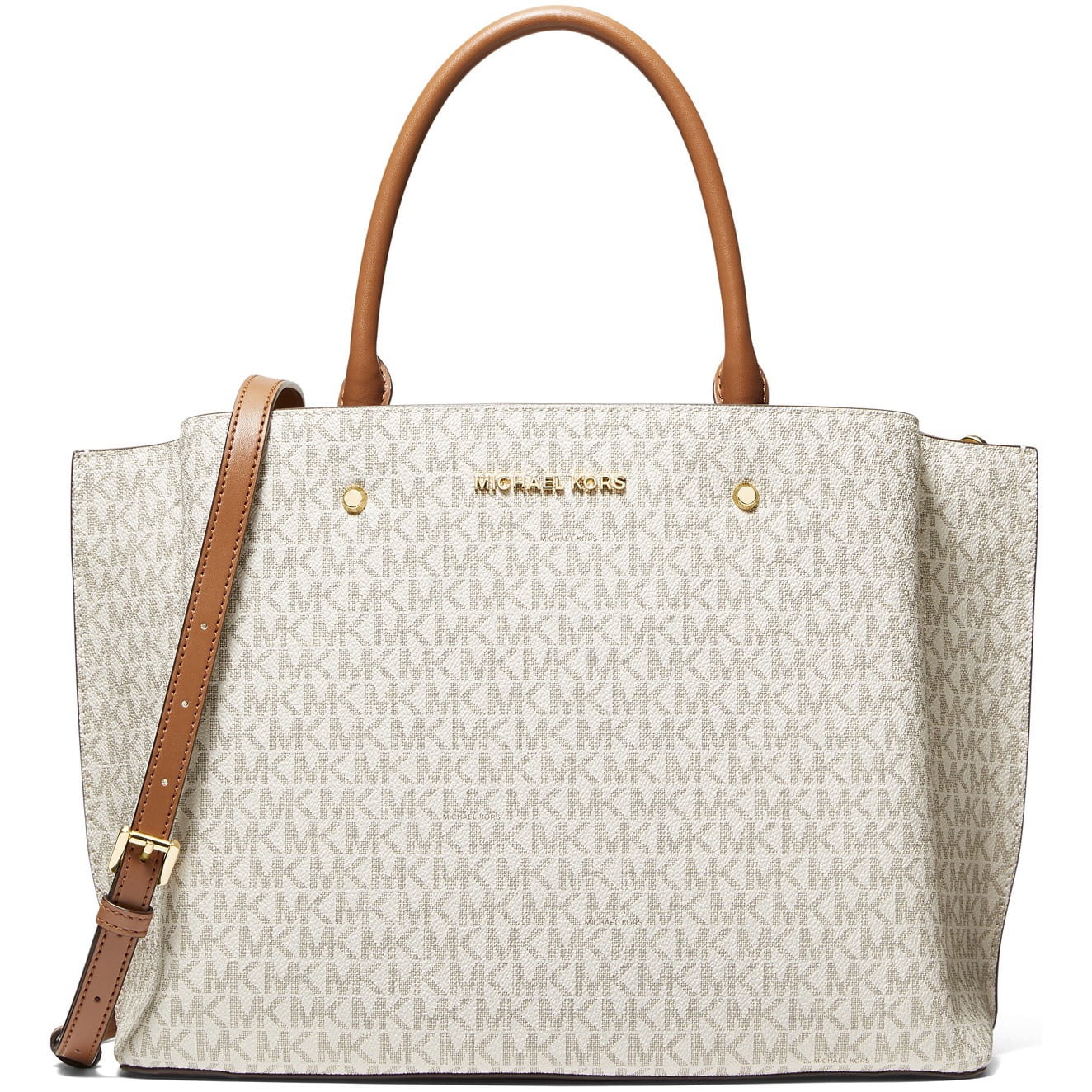Michael Kors Women's Arielle Large Logo Satchel (Vanilla / Acorn