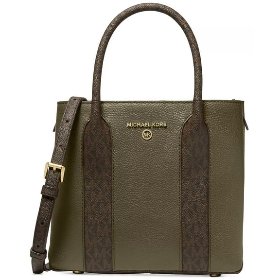 Michael Kors Women's Austin Signature Small Leather Messenger Crossbody Bag (Olive)