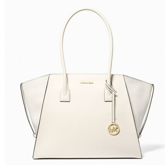 Michael Kors Women's Avril Extra Large Top Zip Tote Shoulder Leather Bag (Light Cream)