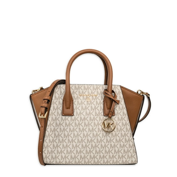 Michael Kors Women's Avril Small Leather Top-Zip Satchel - Vanilla/Acorn
