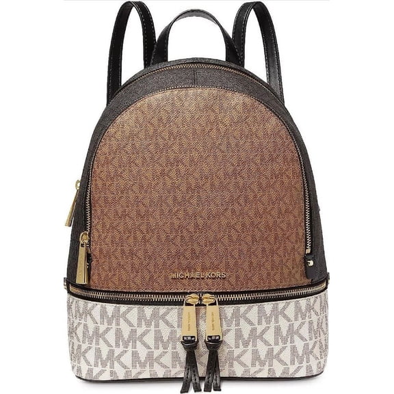 Michael Kors Women's Backpack Logo Print Canvas 100% Polyester Michael Kors Backpack, Husk