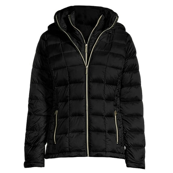 Michael Kors Women's Black Double Layer Hooded Down Packable Coat (XS)