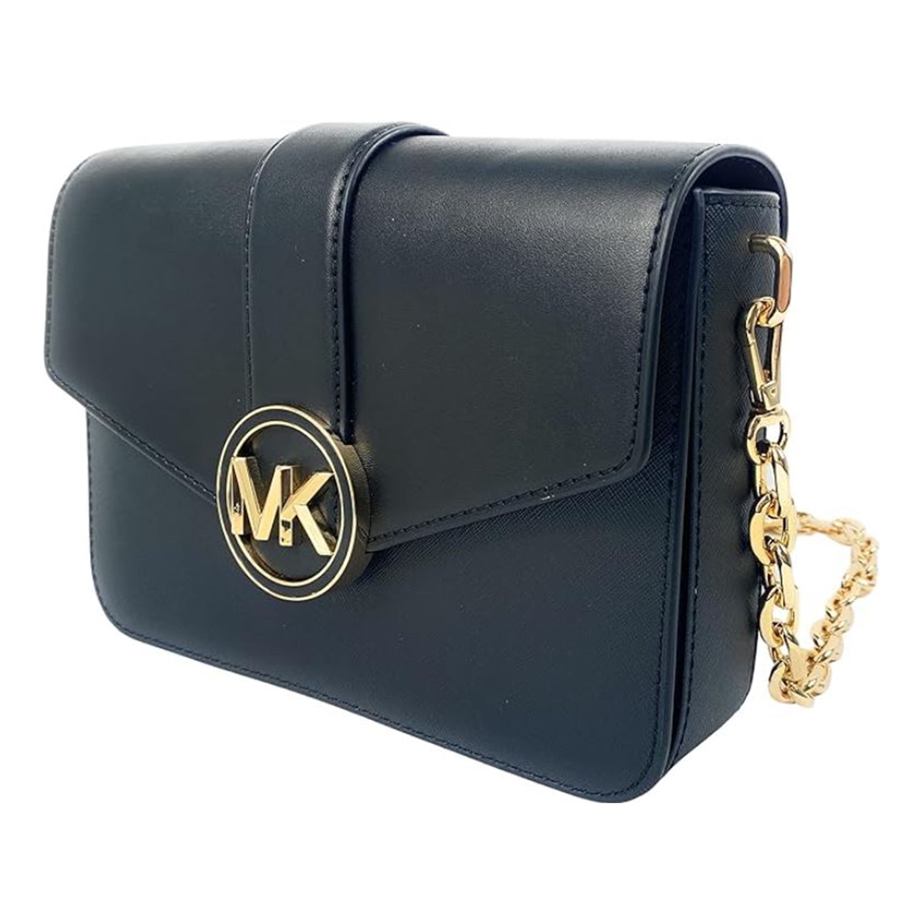 MICHAEL KORS Womens Black Leather Signature Crossbody Snap Bag ,Black